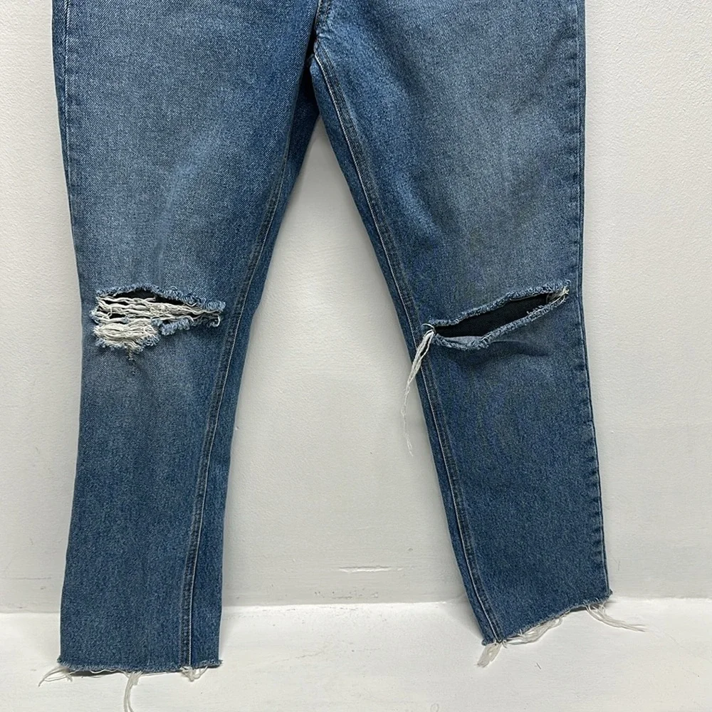 Grlfrnd Karolina Cropped Denim Jeans High Rise Straight The Valley Blue Size 25
